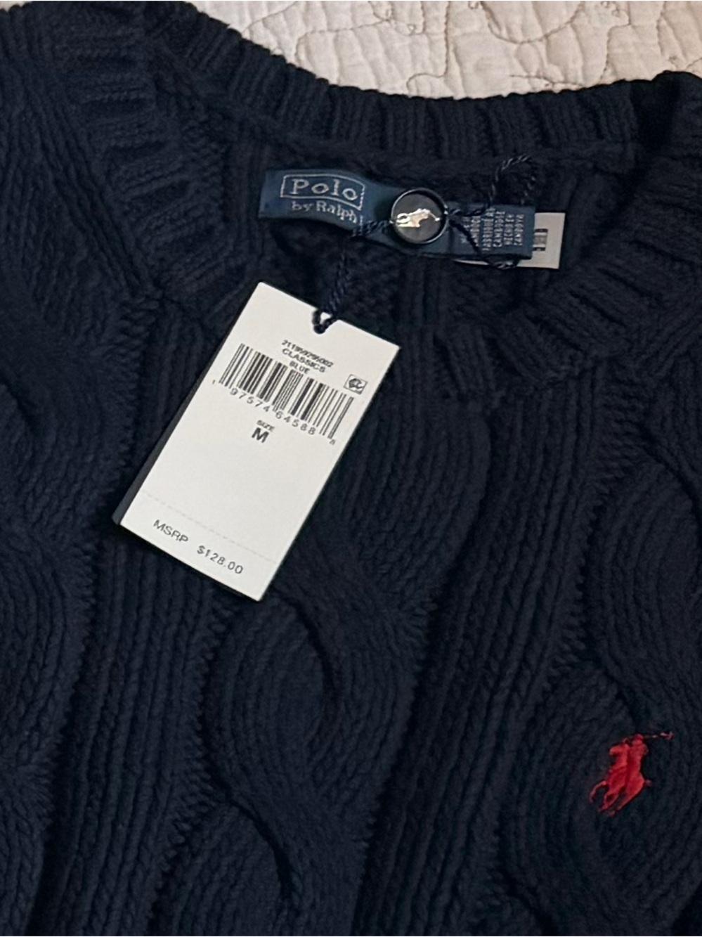 Ralph Lauren NWT Navy Cable Knit Sweater Vest Size Medium - Picture 5 of 5